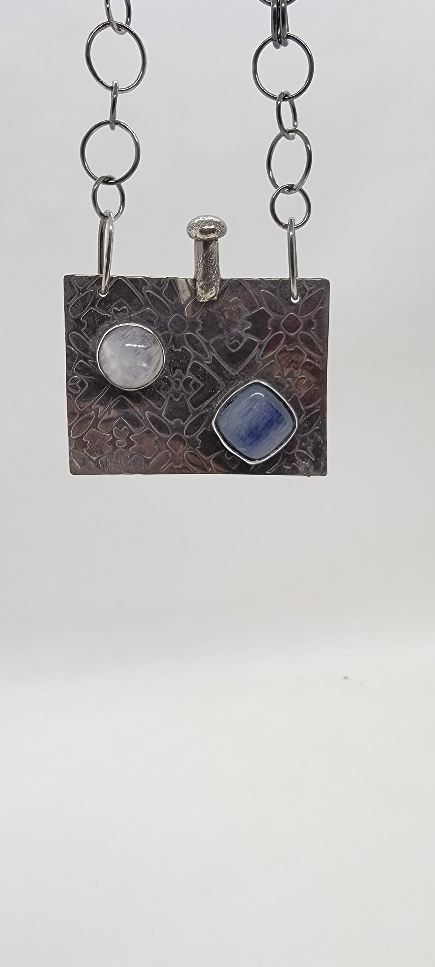Moonstone and Kyanite Silver Pendant