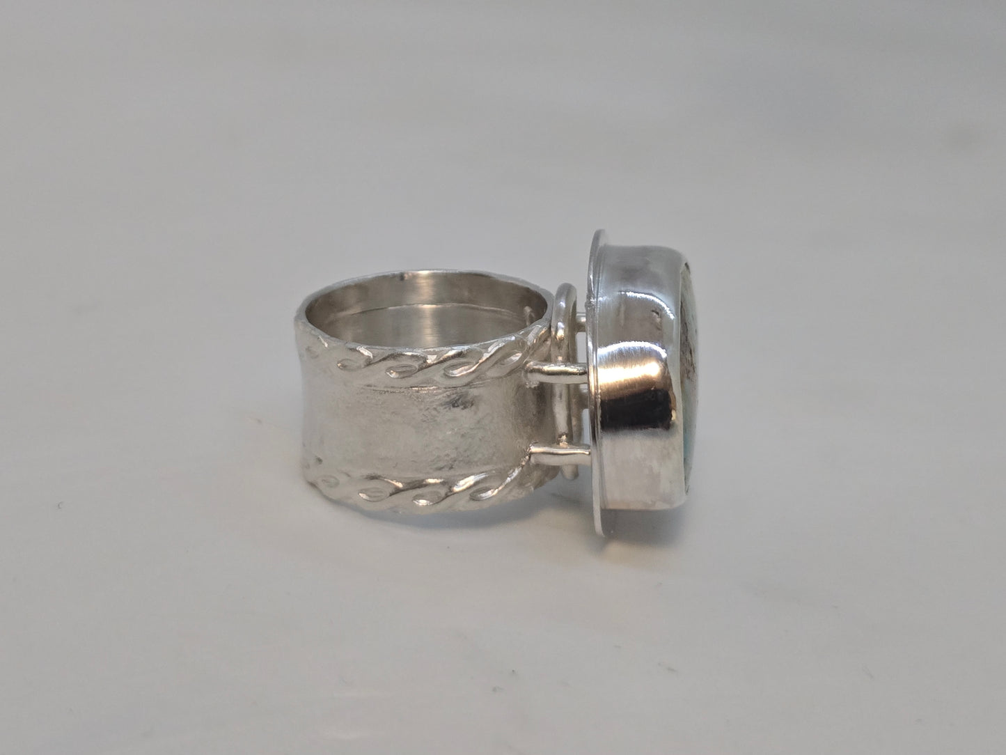 Turquoise Ring with Wide Band