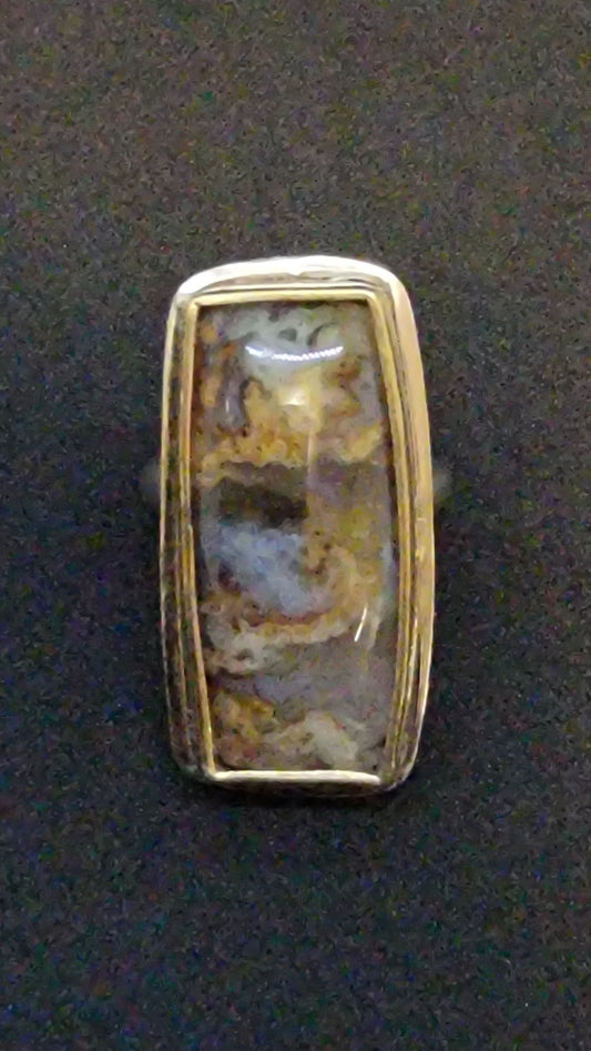 Graveyard Point Plume Agate Ring