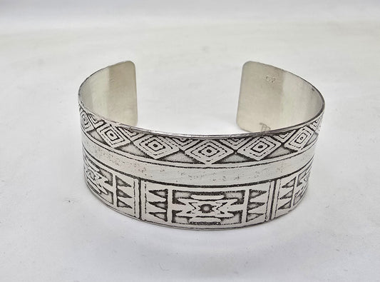 Etched Sterling Silver Cuff Bracelet